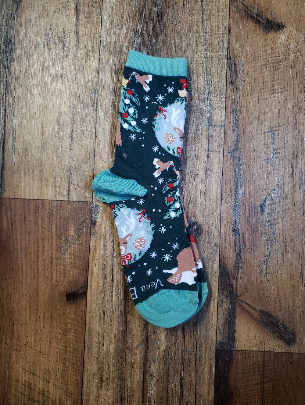 Vera Bradley Womens Holiday Reindeer Crew Socks - Green